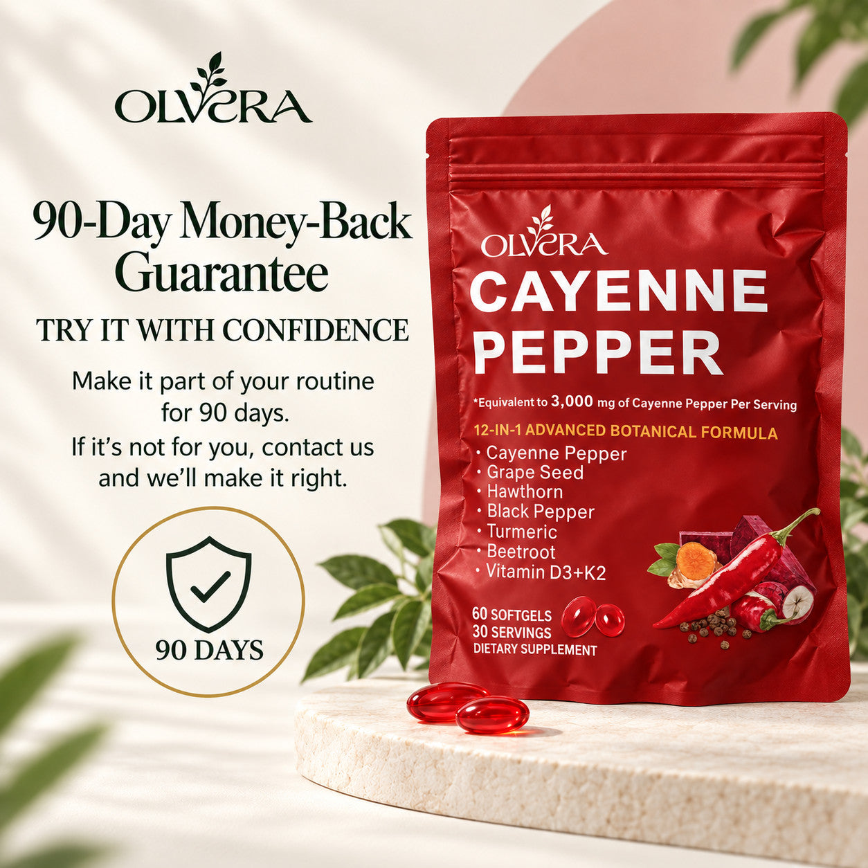 Olvera 90-day money-back guarantee