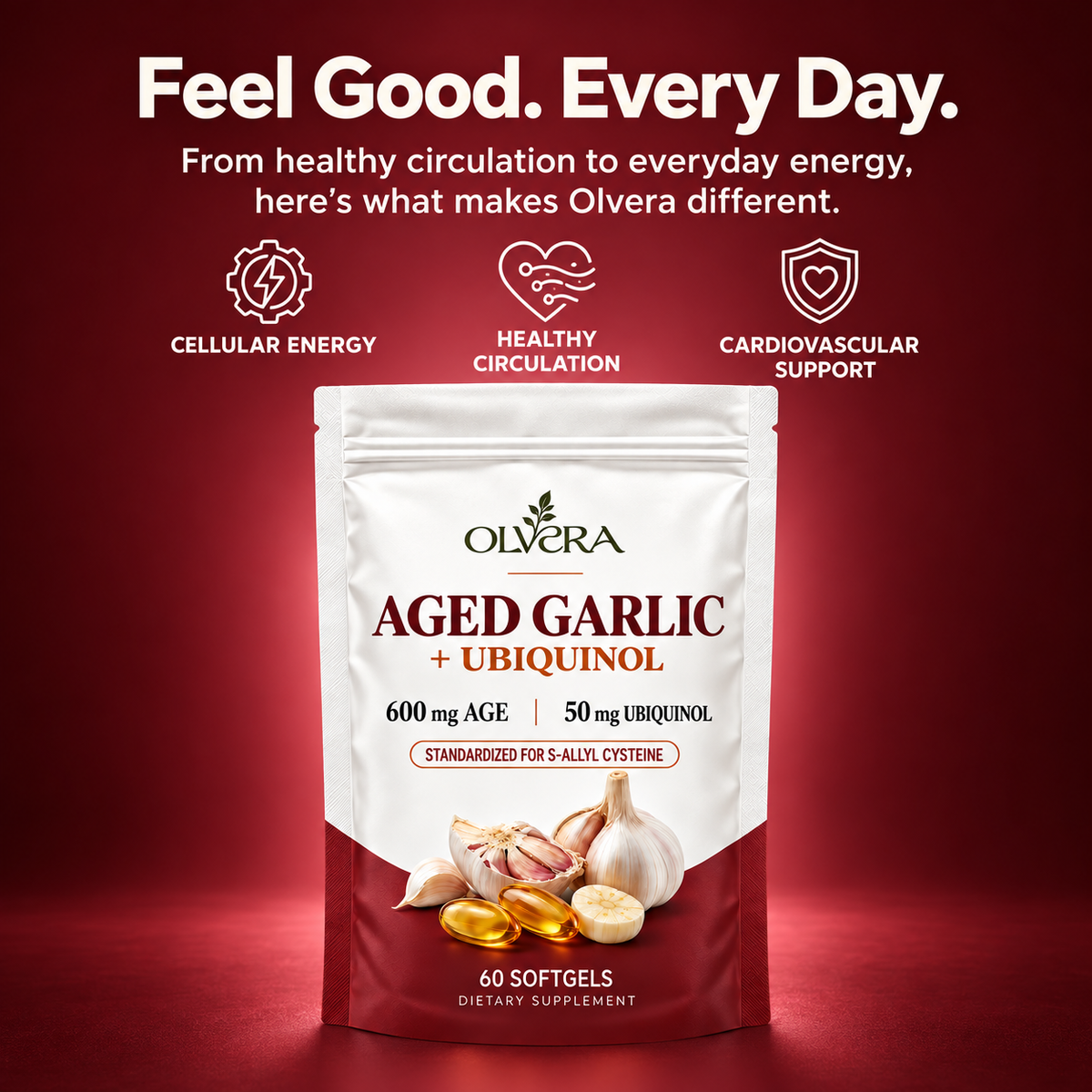 Olvera Aged Odorless Garlic with CoQ10